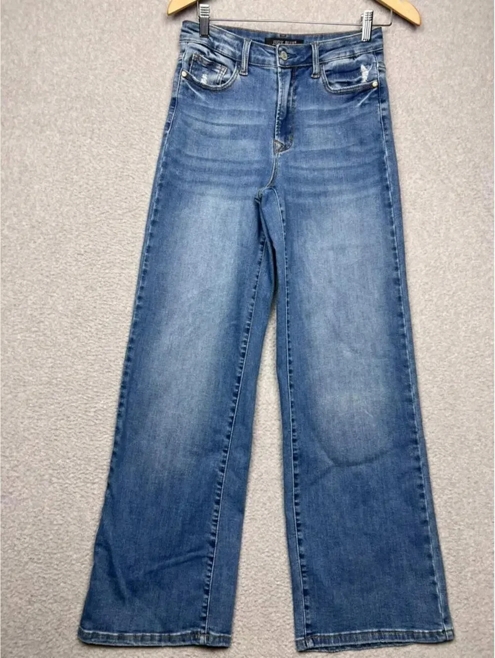Judy Blue Wide Leg Jeans 1/25 Blue Denim High Rise Stretchy Baggy Relaxed Boho